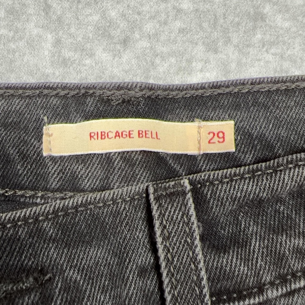 Levis Premium Ribcage Bell Jeans Womens 29 Charcoal Gray High Rise Flare Denim - Picture 3 of 9